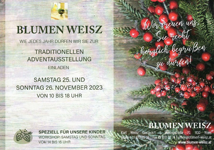 Adventausstellung 2023 bei Blumen Weisz in Wien